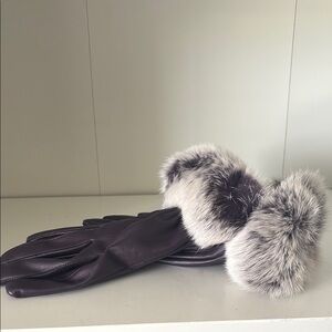 Elegant Fur-Trimmed Leather Gloves